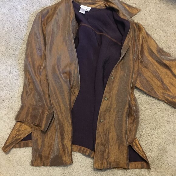 Vintage Coldwater Creek Golden Brown Button Down Shirt - Picture 11 of 16